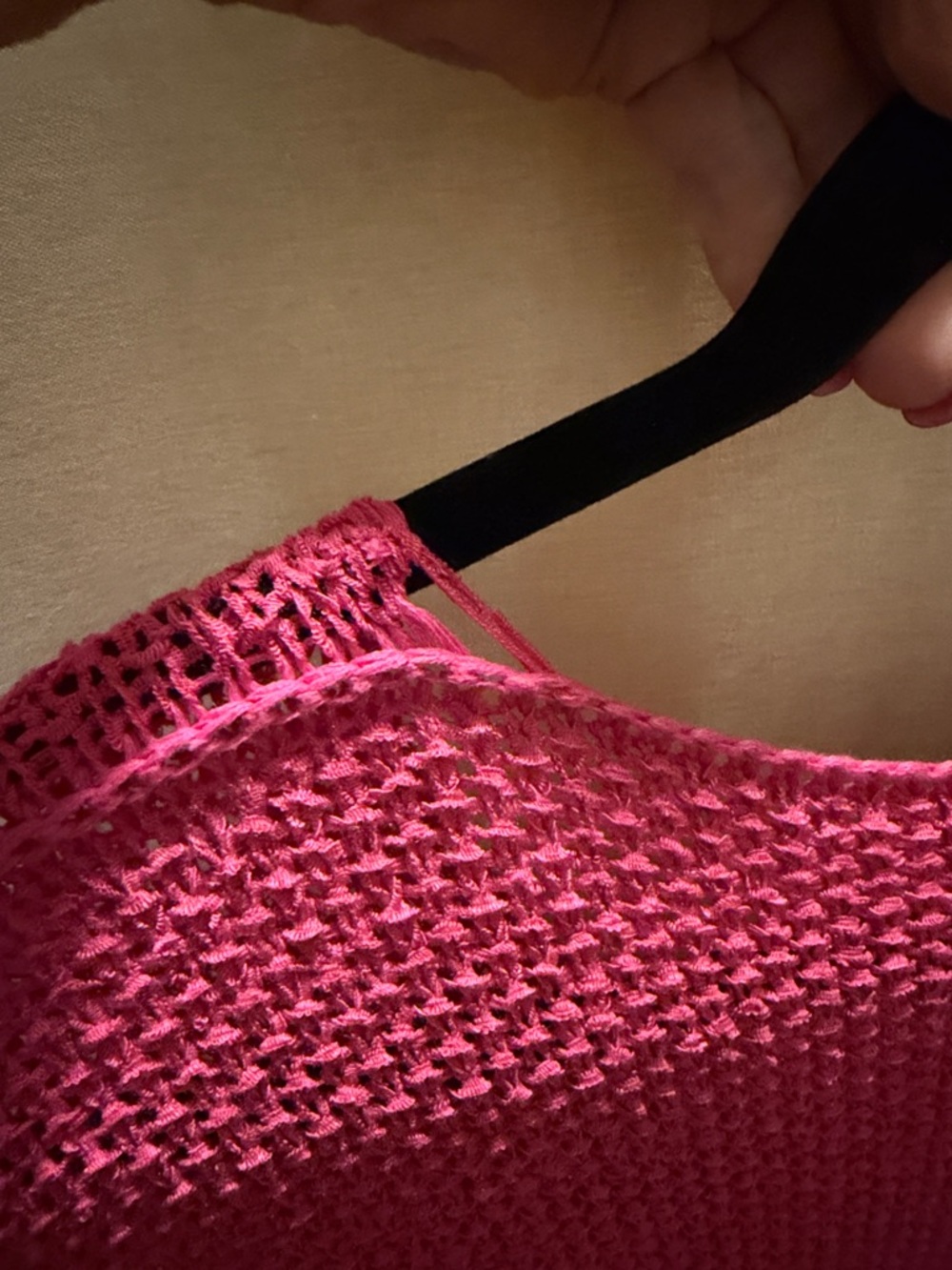 She + Sky Raspberry V-Neck Open Knit Sweater - Picture 3 of 3